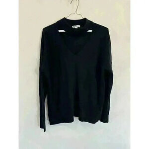Whistles Women’s Medium M Pullover Black 100% Merino Wool Long Sleeve Vneck